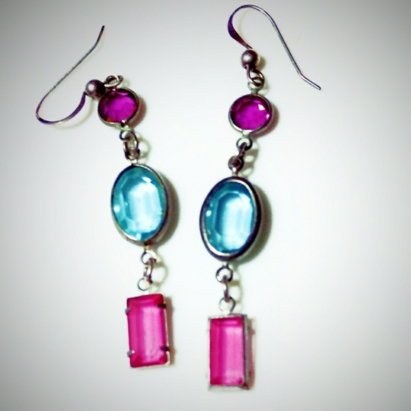 Vintage Jewelry - Stunning Pink Tourmaline,Topaz & Amethyst Earrings